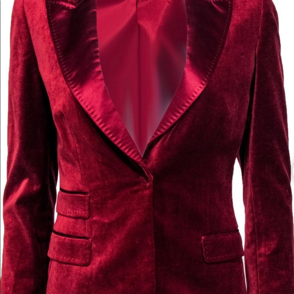 Elie Tahari ruby red velvet blazer